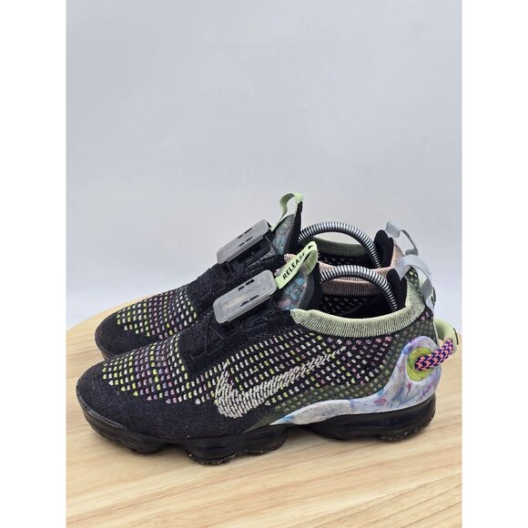 Nike Air VaporMax 2020 Flyknit Black Barely Volt Women Running Shoes  Sz 7 - Picture 2 of 8